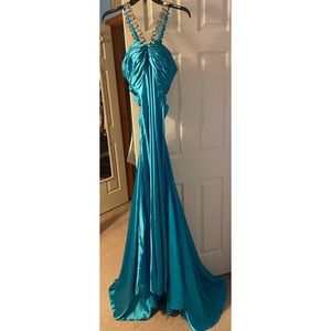 WORN ONCE. Turquoise prom dress.